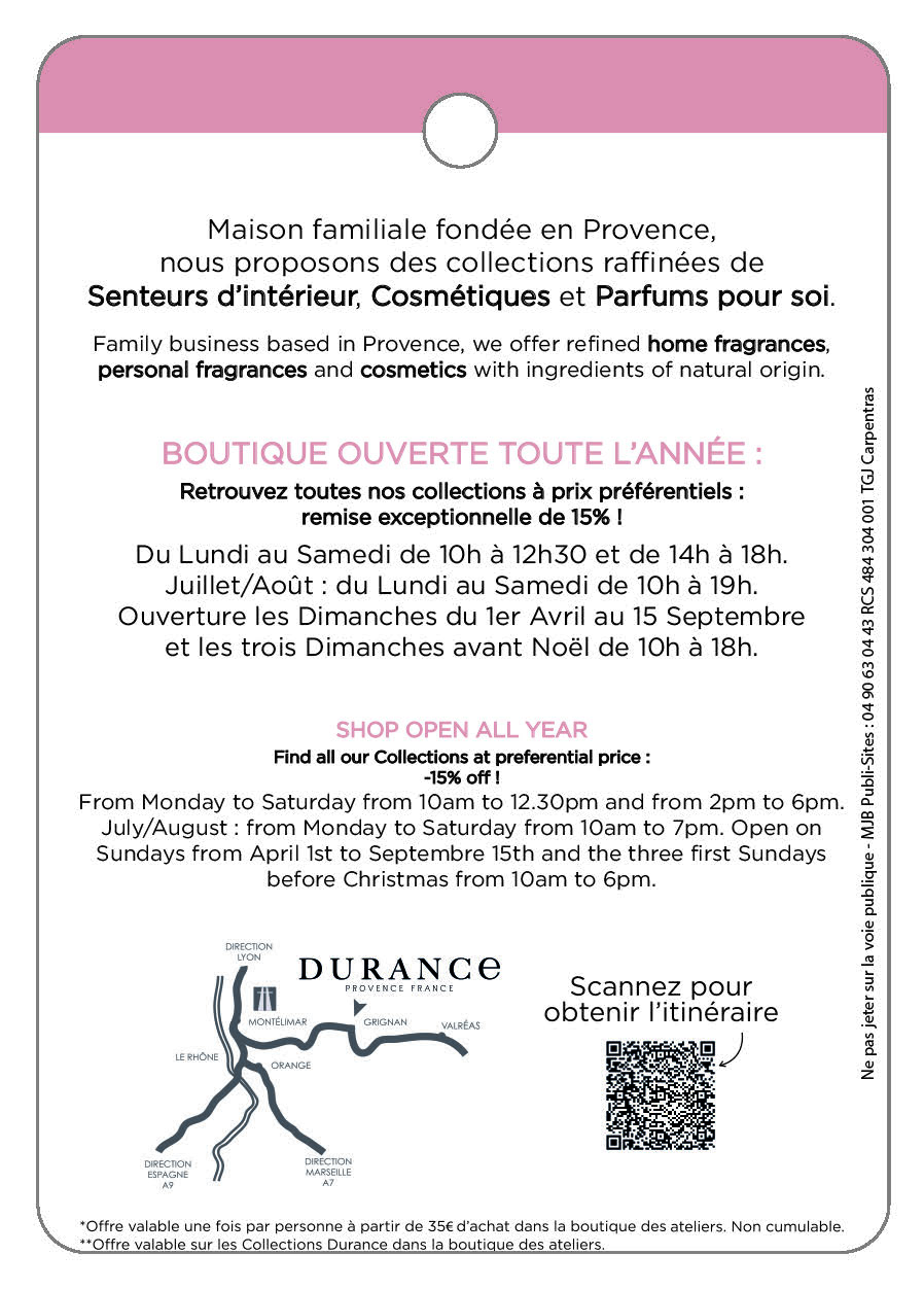 DURANCE - Provence - Senteurs d'intérieur, cosmétique, Parfums pour soi.