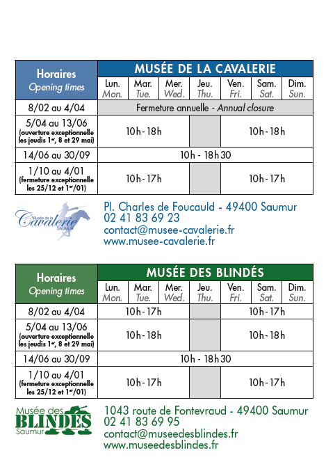 Musée de la Cavalerie et Musée des Blindés à Saumur